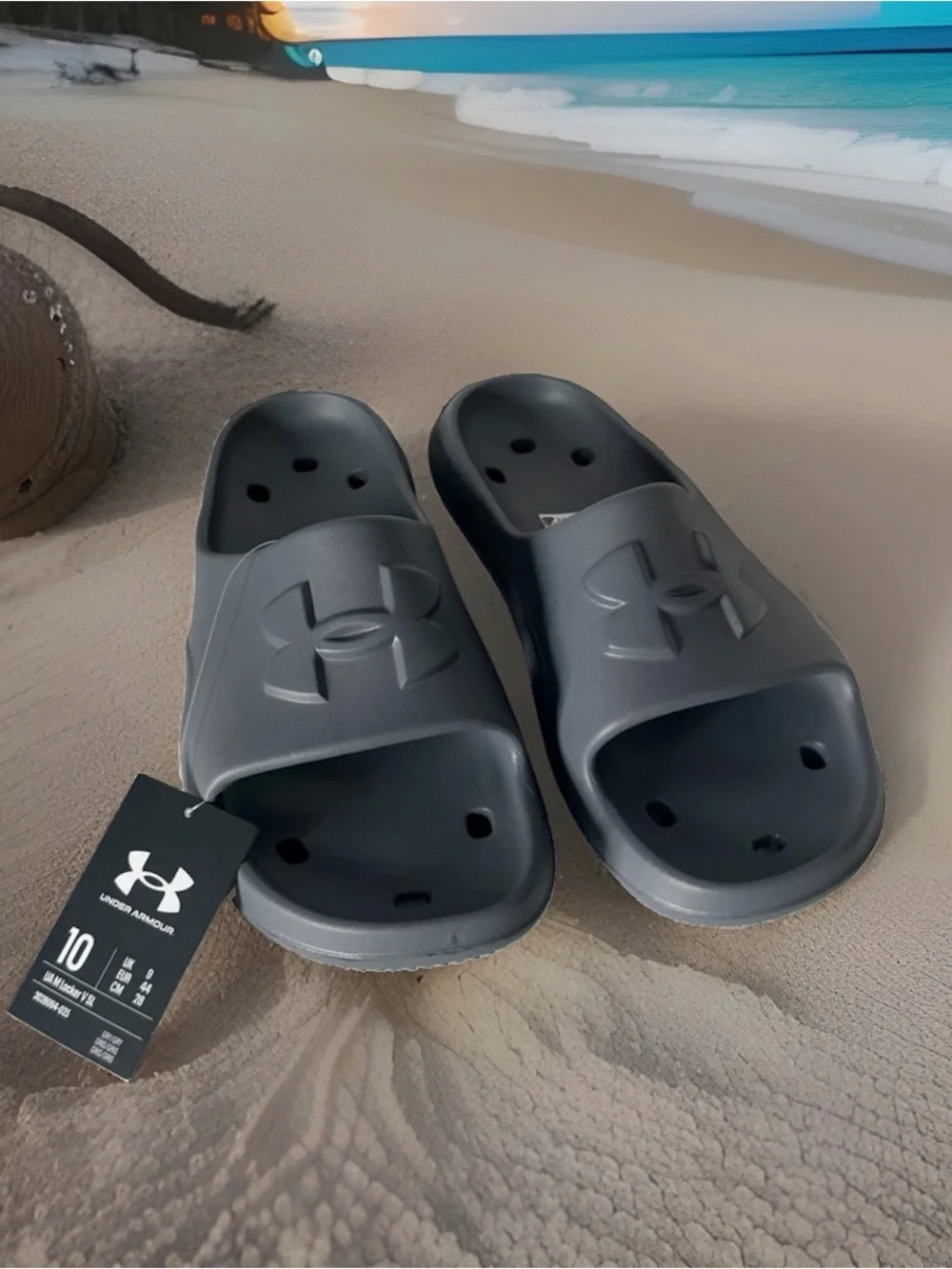 Under Armour Men's Size 10 Locker V Slide Sandals. Castlerock Grey. NWT